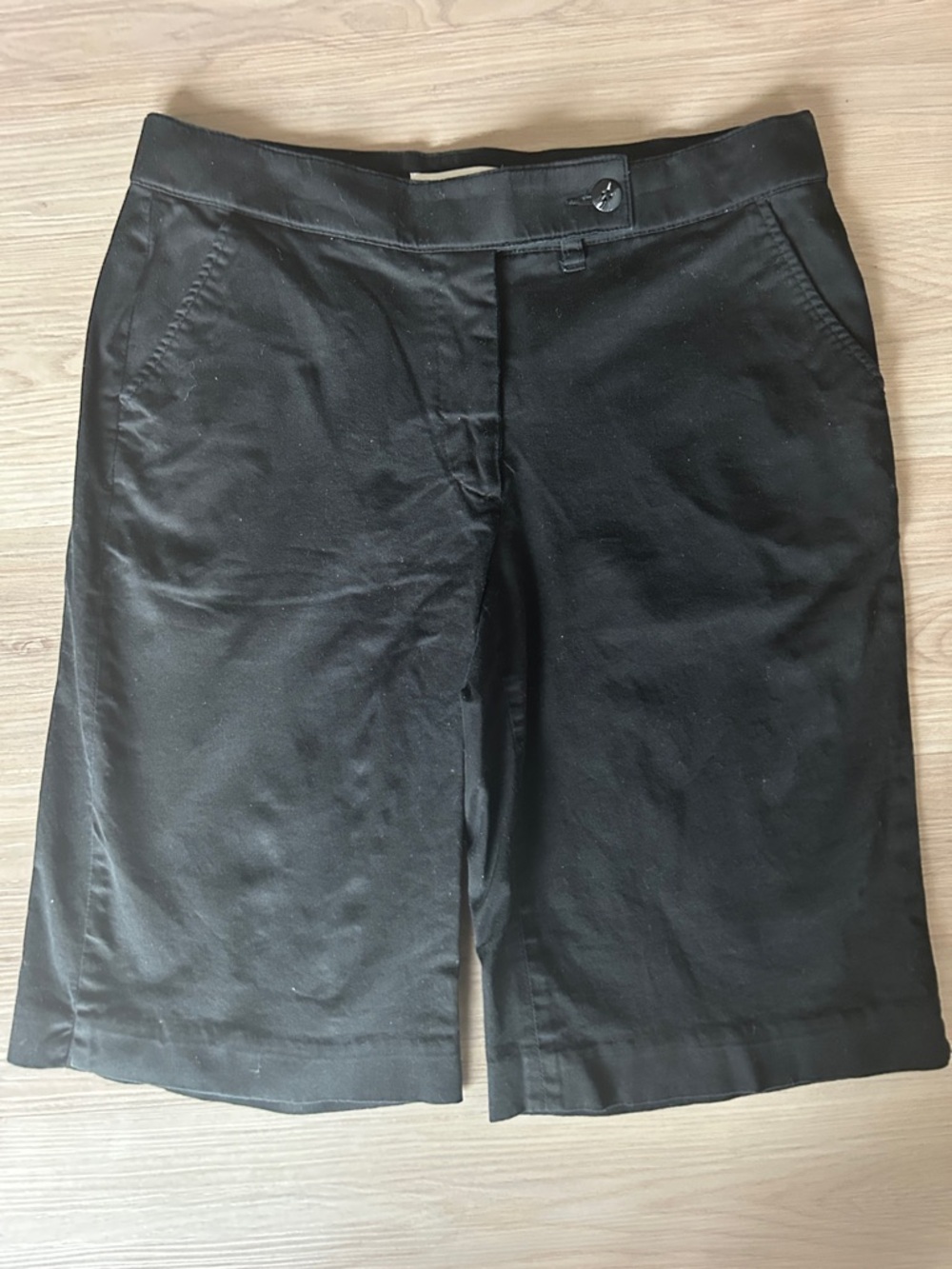 Coldwater Creek Women's Cotton Shorts Black 10 Classic Tailored Preppy Bermuda